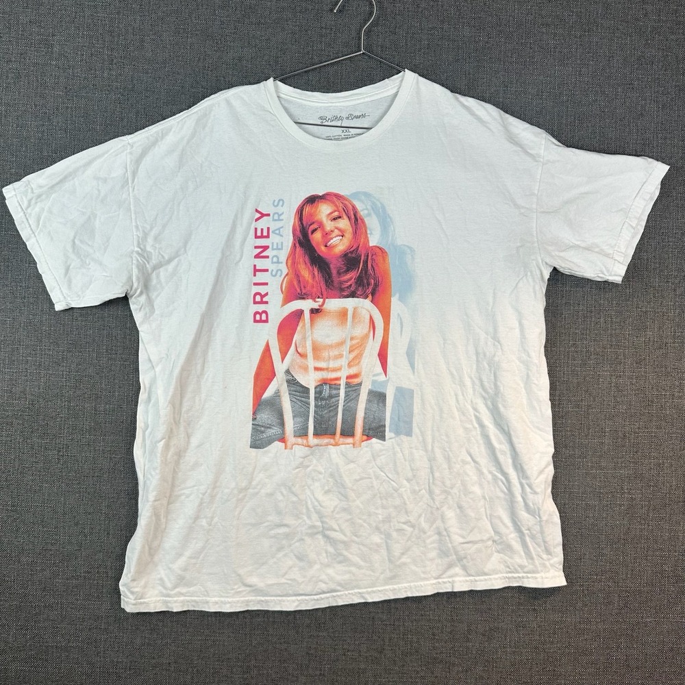 Britney Spears White Graphic T-Shirt Pop Music Singer XXL‎ Adult Unisex